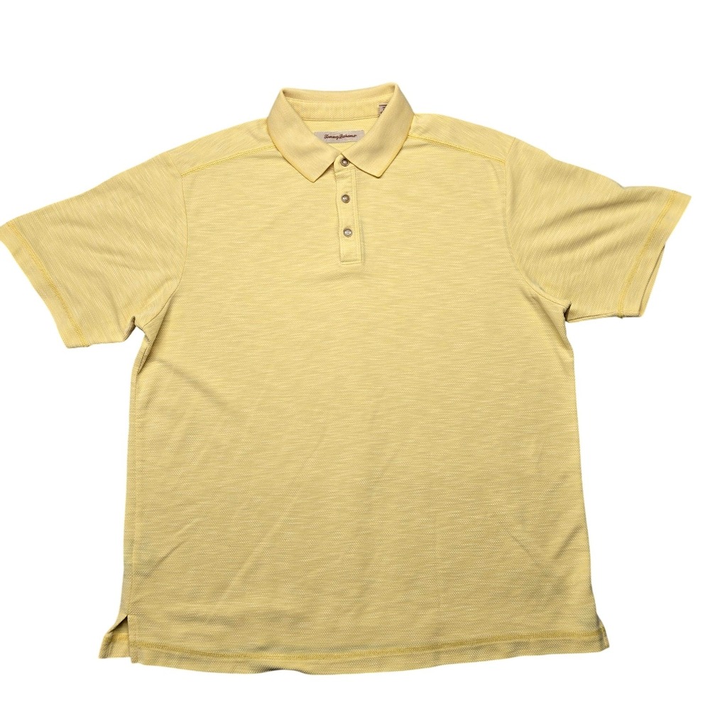 Tommy Bahama Polo Shirt Mens Large Yellow Short Sleeve